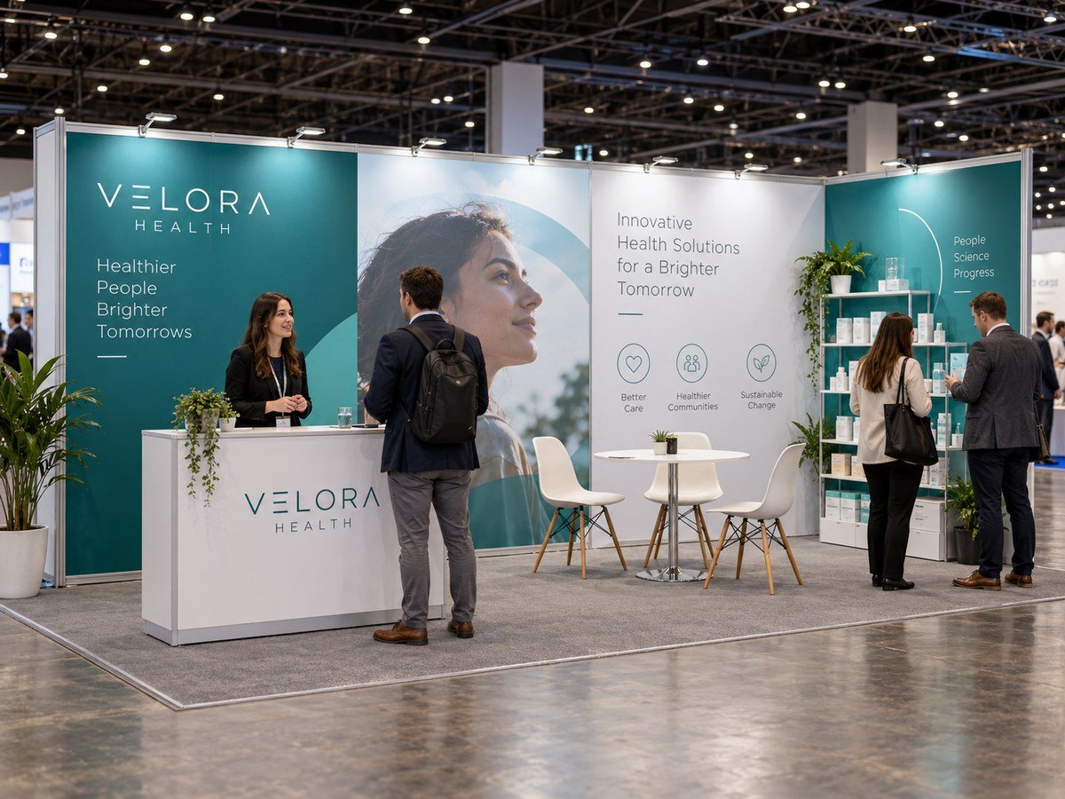 Illustrative Velora Health modular hire stand